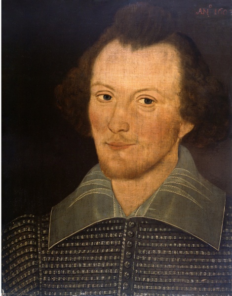 the Sanders portrait of Shakespeare, public domain from Wikipedia