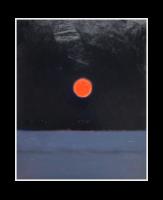 Blood Moon, Lake Pontchartrain, 2021, Oil on linen, 10” x 8”